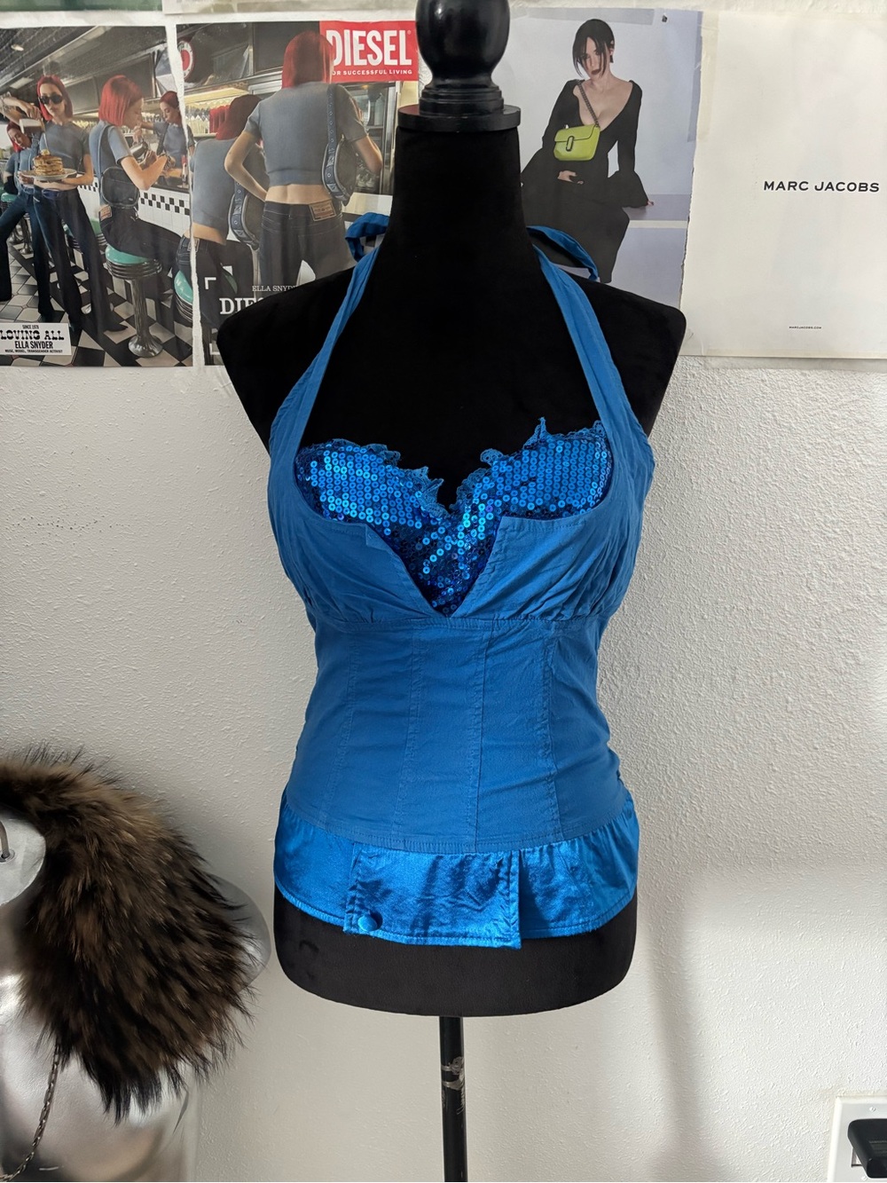Y2K Moa blue halter top